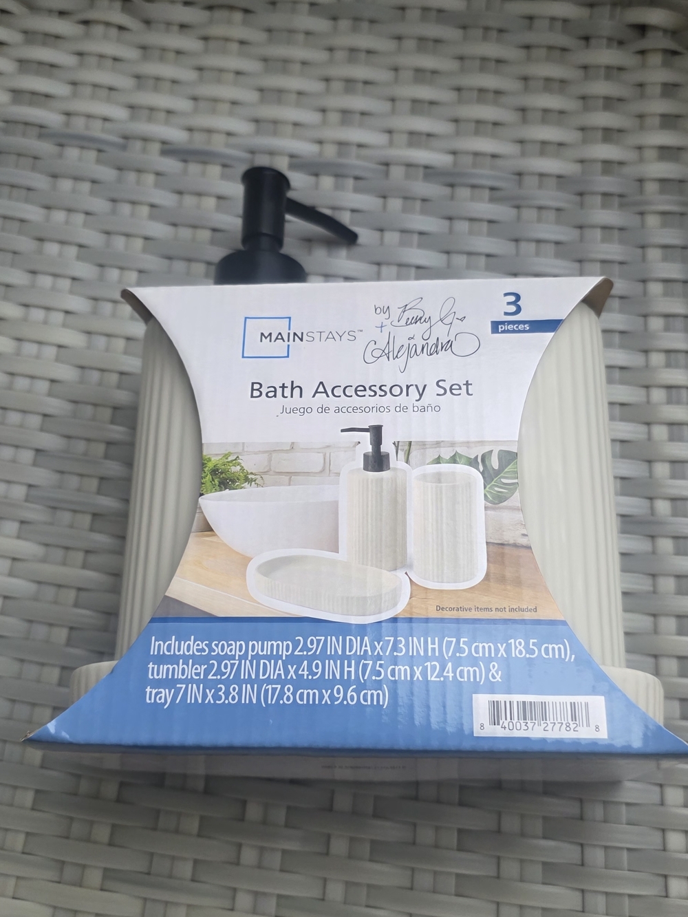 Mainstays Cream Ribbed Bath Accessory Set - 3 Piece